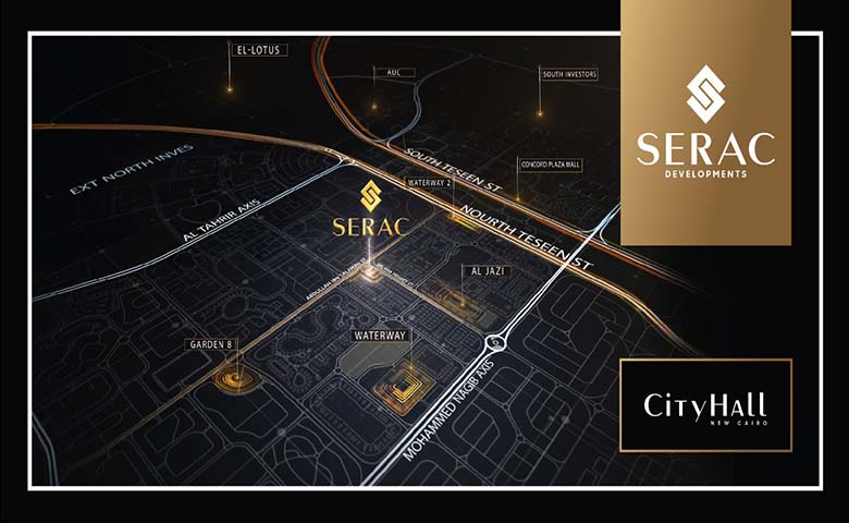 location of City-Hall-New-Cairo-Serac-development-موقع مشروع مول سيتي هول القاهرة الجديدة-سيراك-للتطوير-العقاري